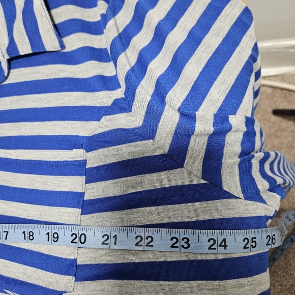 Bongo Women's Plus Stripe Nautical Coastal Roll Tab Button Up Shirt Top - Picture 10 of 13